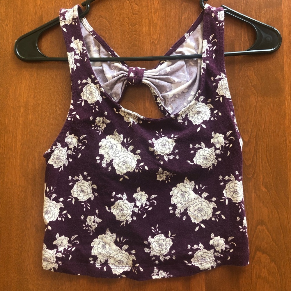 Maroon/Purple Floral Crop Top